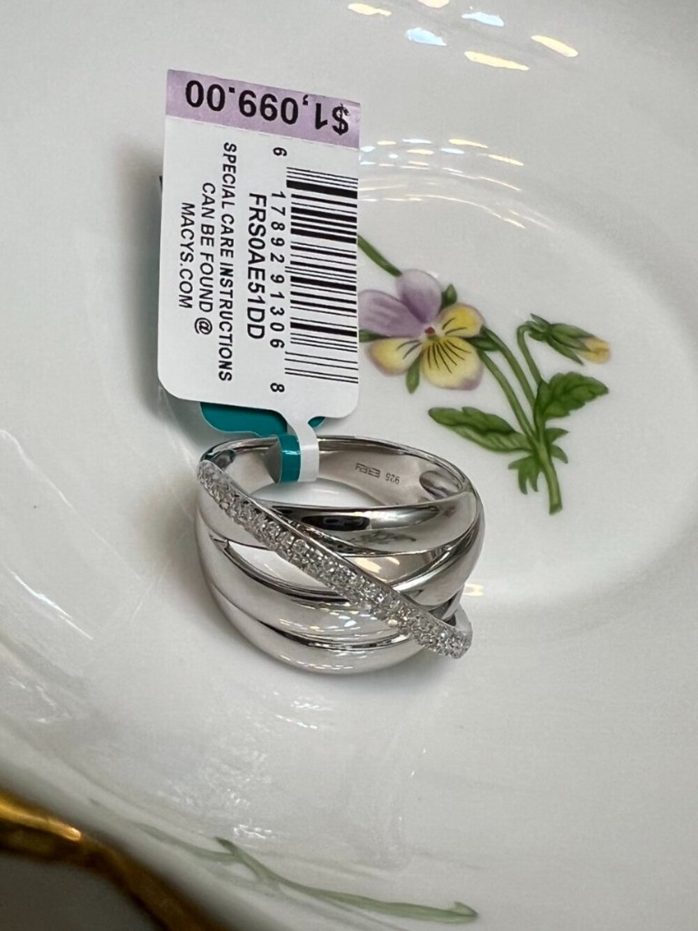 EFFY DIAMOND CROSSOVER Multirow Ring (NWT)